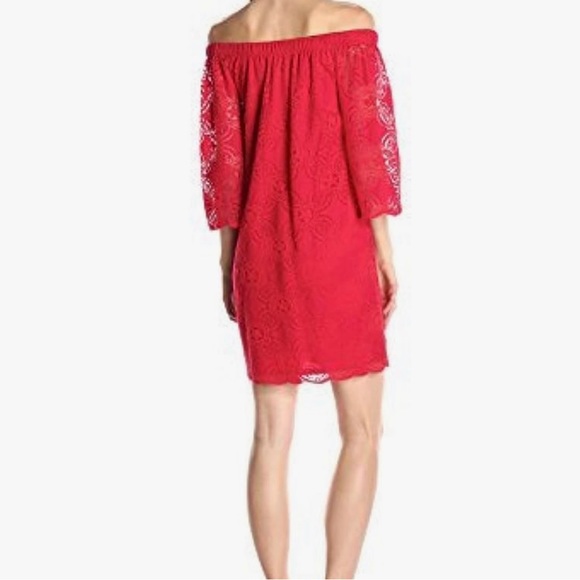Tiana B Off the Shoulder A-line Red Dress Women’s Size 4 - Picture 2 of 6